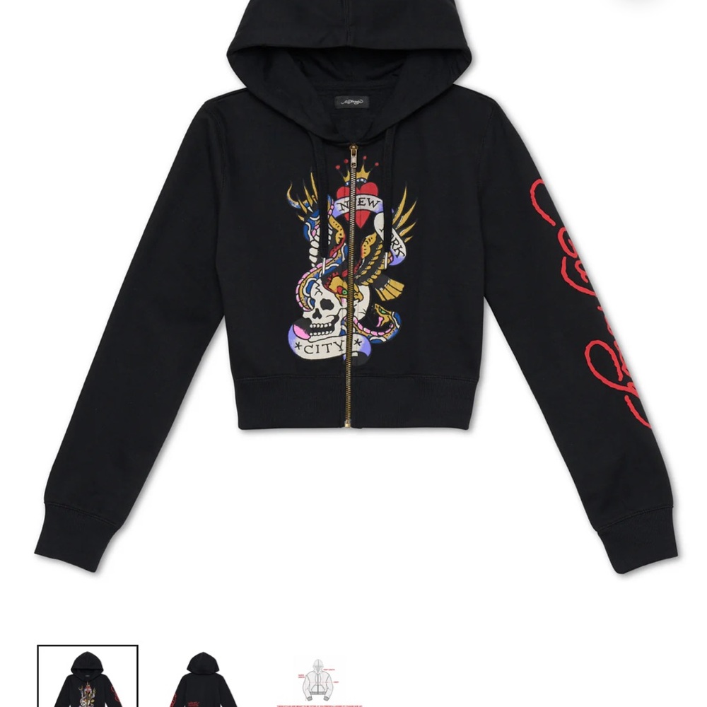 Ed Hardy Black Jacket with Colorful Graphic size small cropped